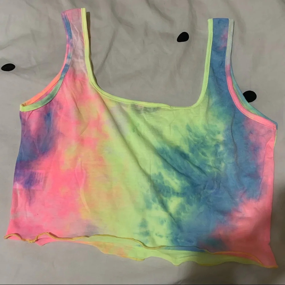 Neon Tie-Dye WaterColor Cropped Tank - NWOT_2